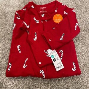 Carter's Festive Red Candy Cane Sleeper, 2 way zipper, 9 months